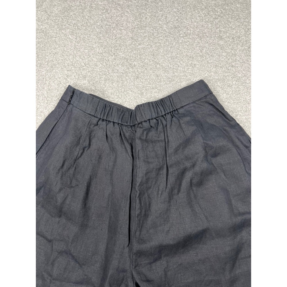 Anthropologie Linen Pleated Culotte Trousers XS Black Wide Leg Cropped Pants NEW - Picture 13 of 13